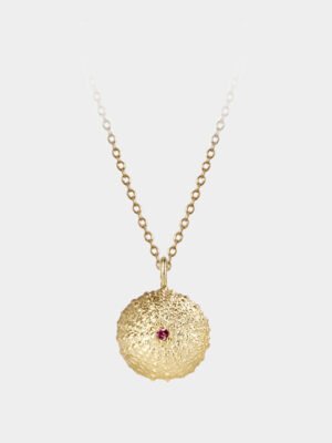 sea urchin with pink garnet necklace