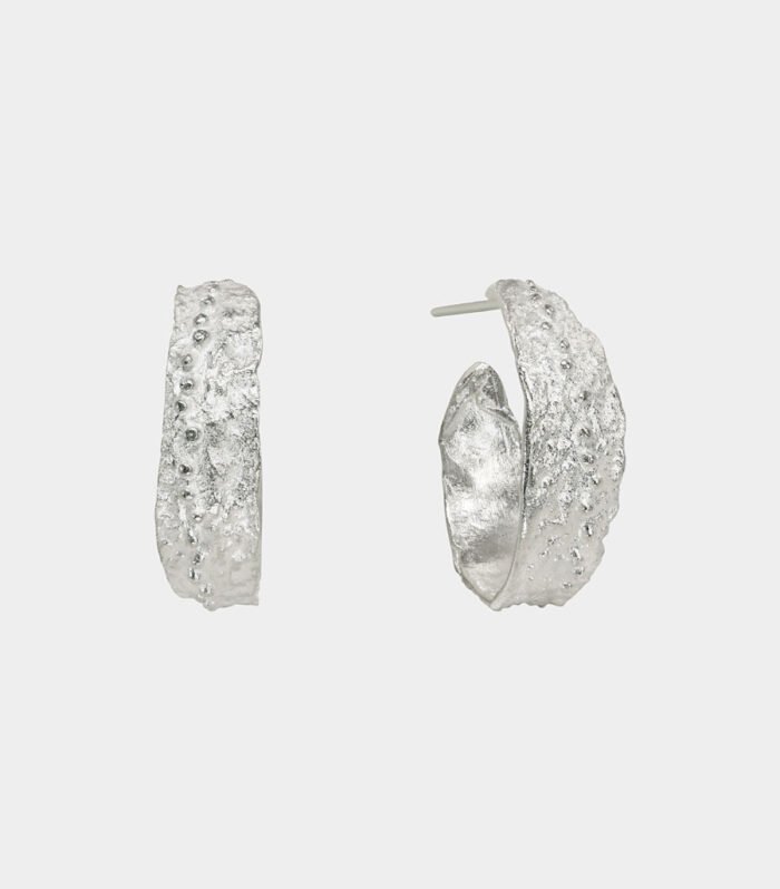 silverhoops with rustic surface