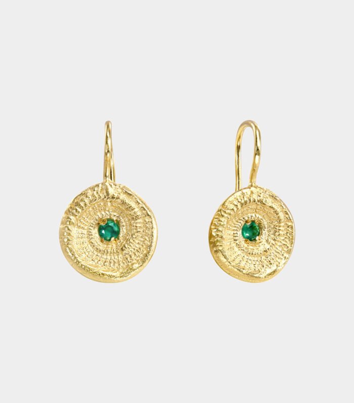 snail earring with green onyx