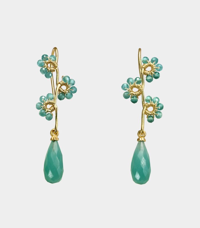 flower earring with apatite