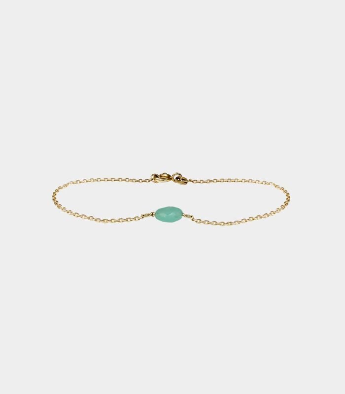 gold bracelet with chrysoprase